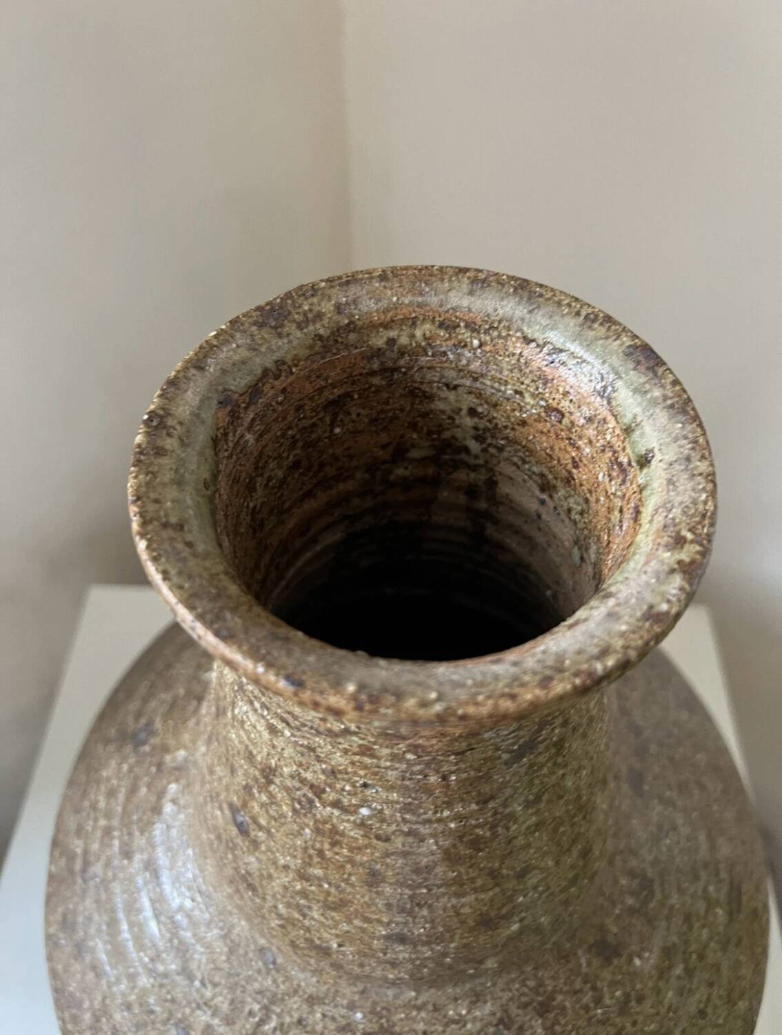 Large stoneware lamp base vase, 1970s vintage