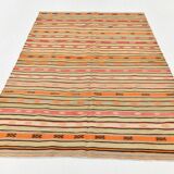 5x9 Pale Orange Kilim Rug, Natural Dyes, Hanknotted Wool Rug, 163x282Cm