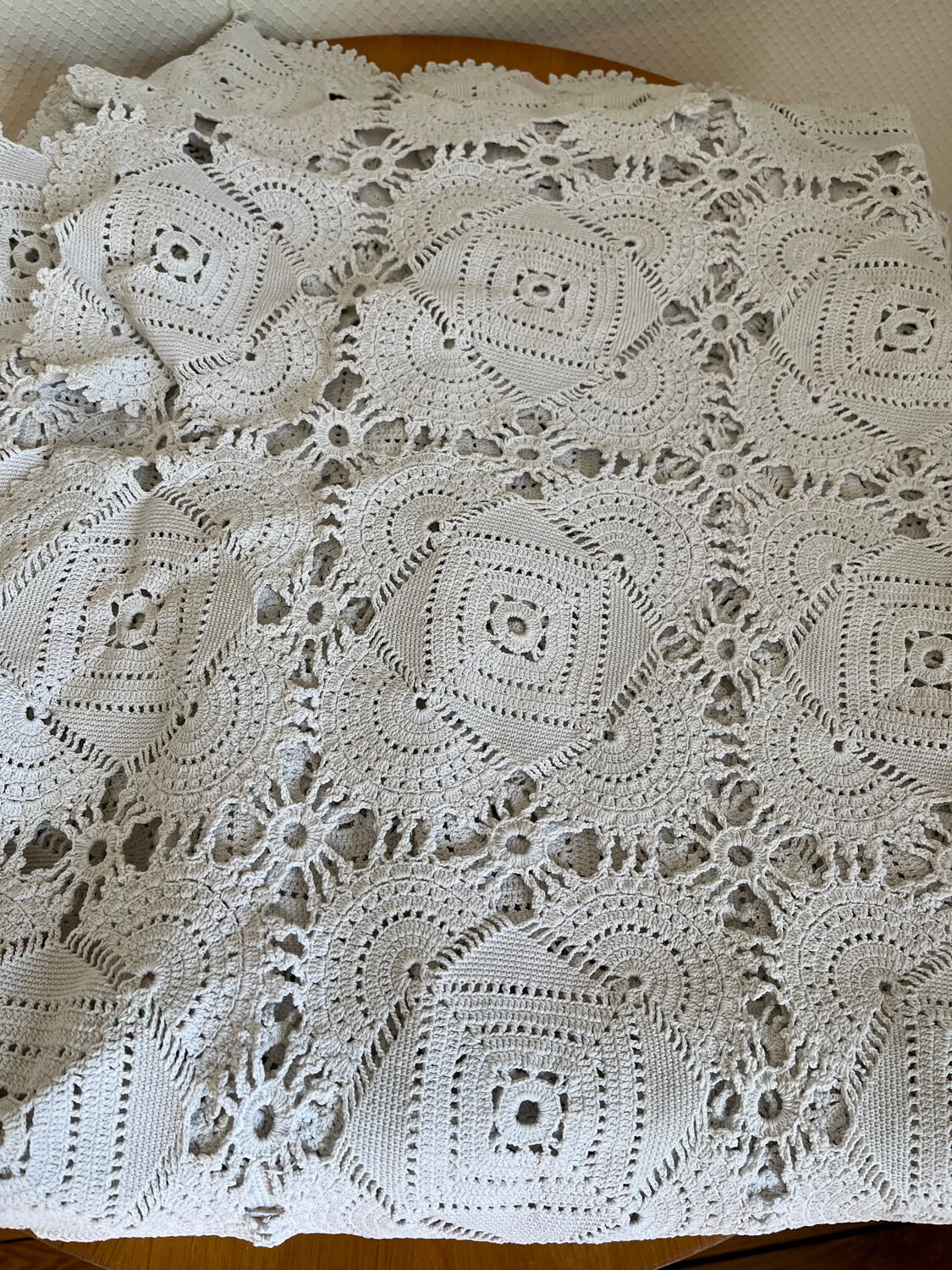 White vintage crochet bedspread
