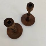 Paire de bougeoirs en bois