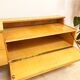 Coiffeuse basse vintage en bois blond – meuble moderniste années 50/60