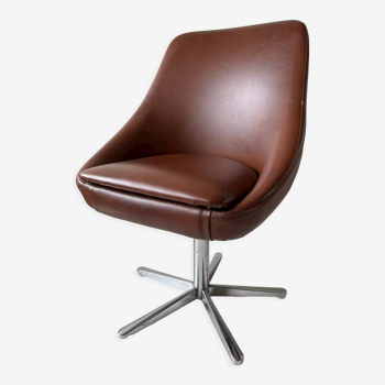 Fauteuil pivotant années 70 simili cuir