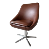 Fauteuil pivotant années 70 simili cuir