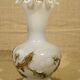 Old white opaline vase decorated with thistles in painted relief 23.6 cm high