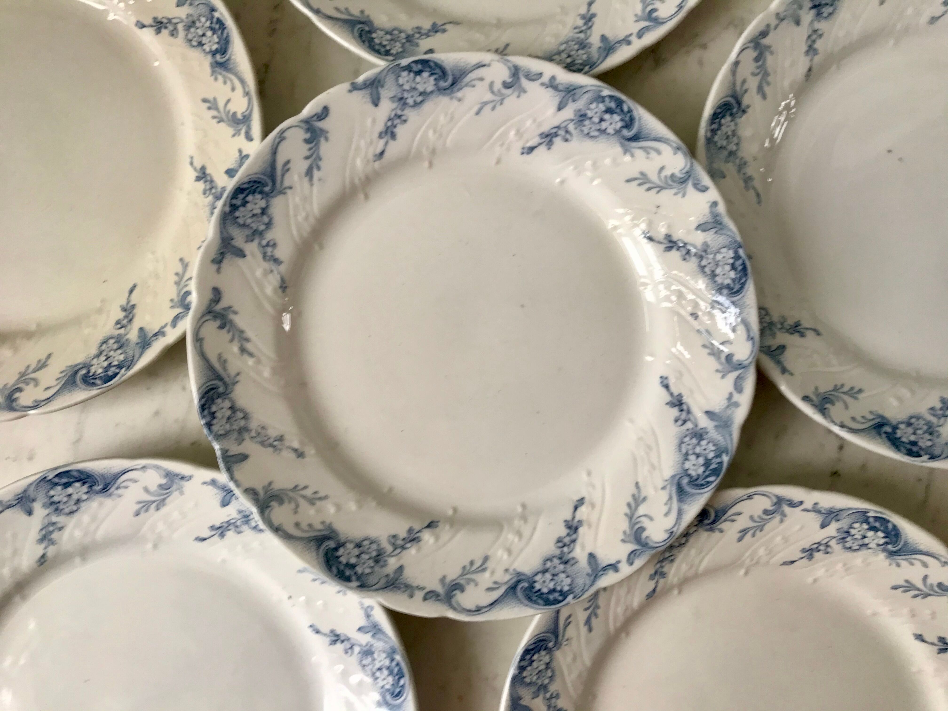 set of 6 dessert plates in K&G Lunéville Ironstone, "Angèle" model, late 19th century