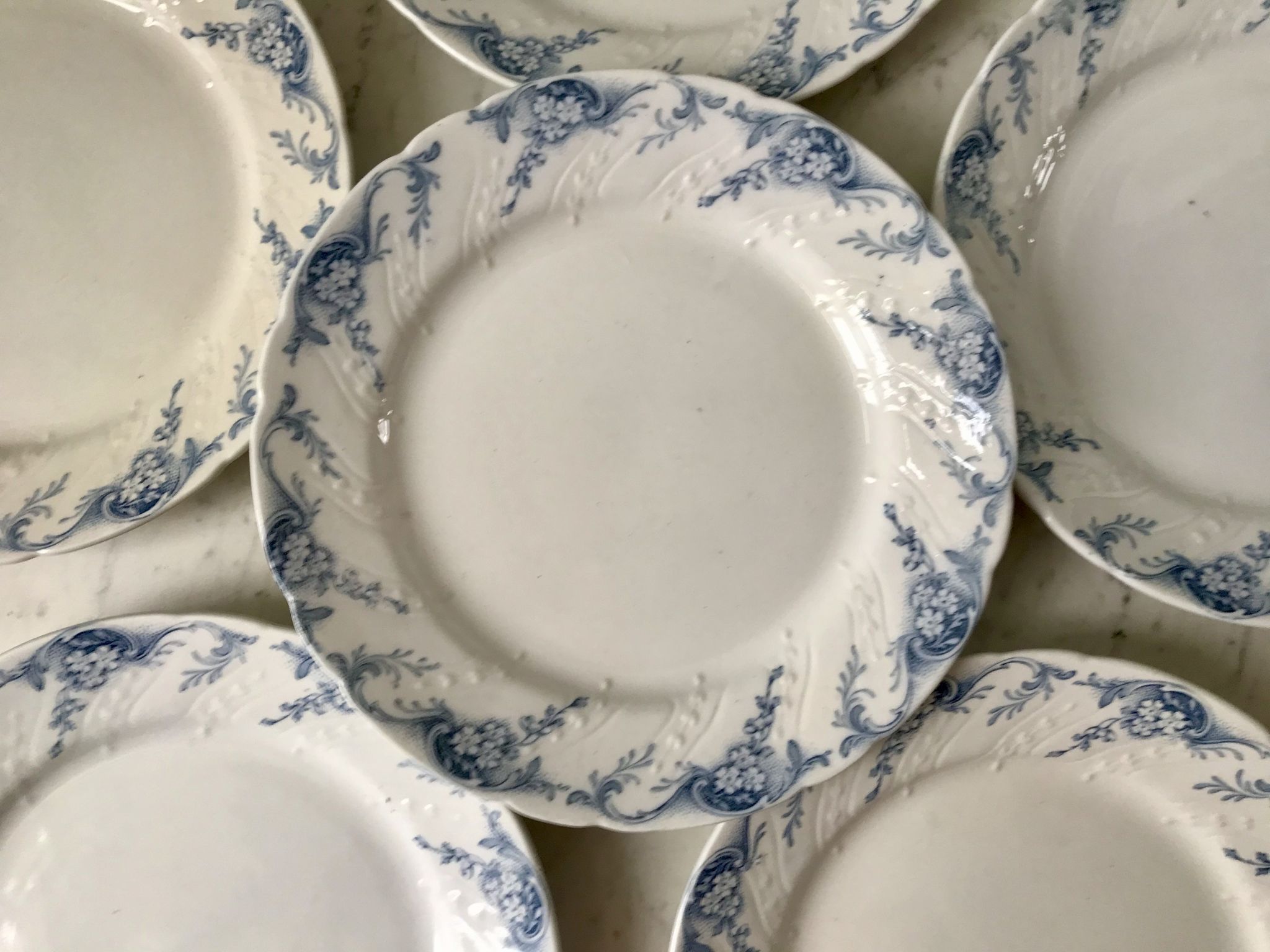 set of dessert plates in K&G Lunéville Iron Earth model "Angèle" late 19th century