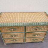 Rattan and wicker chest 80s
