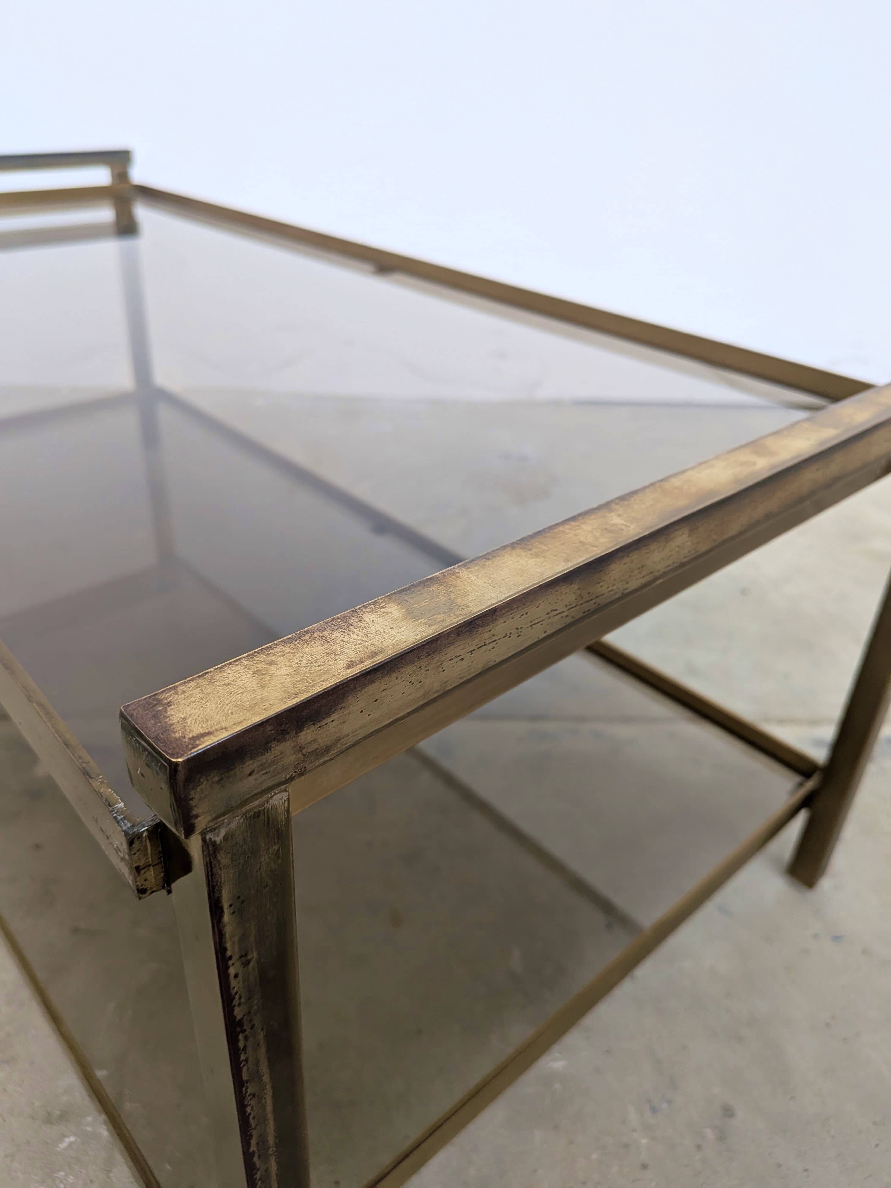 Brass and glass coffee table