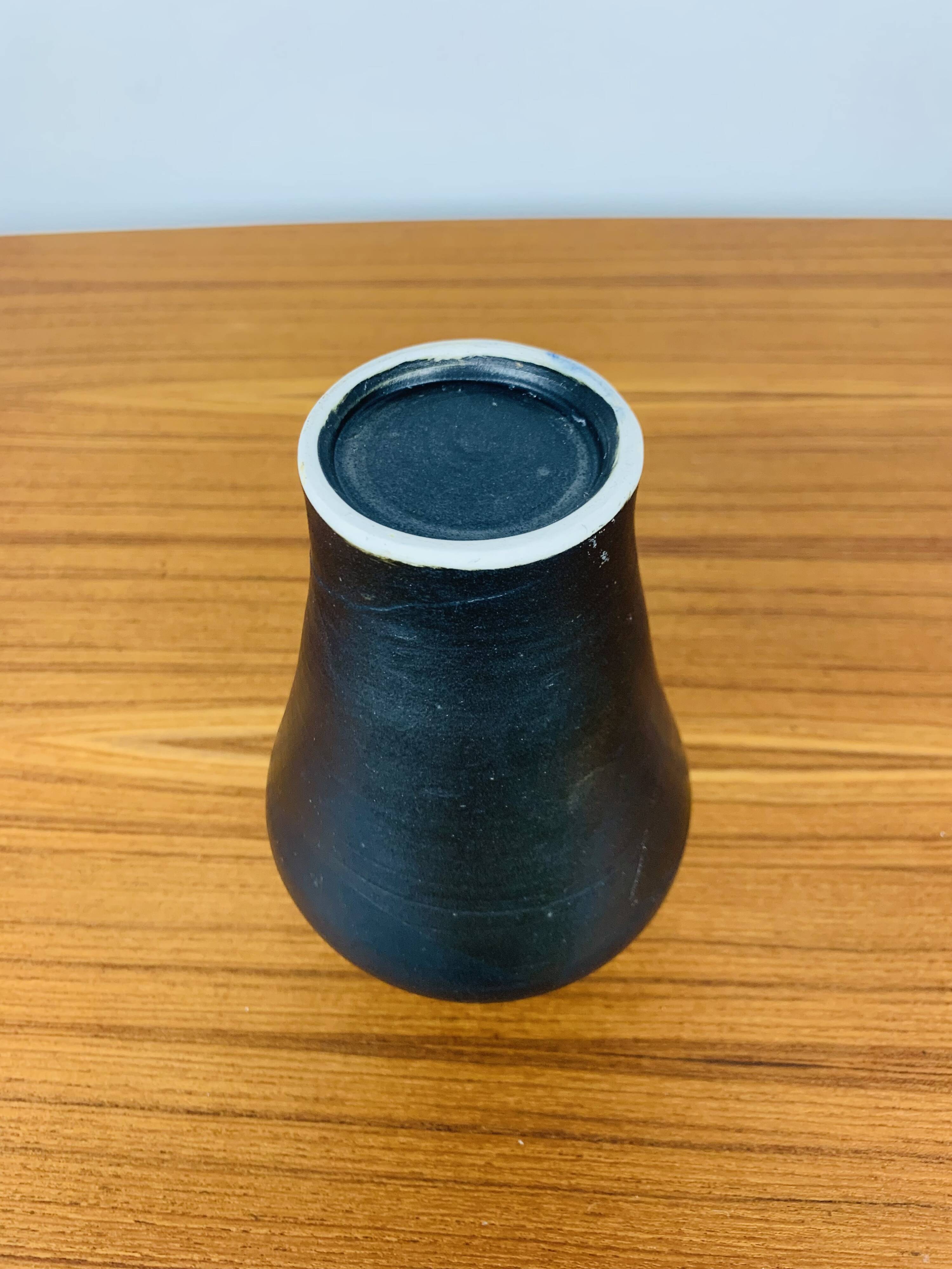 Vintage black ceramic vase