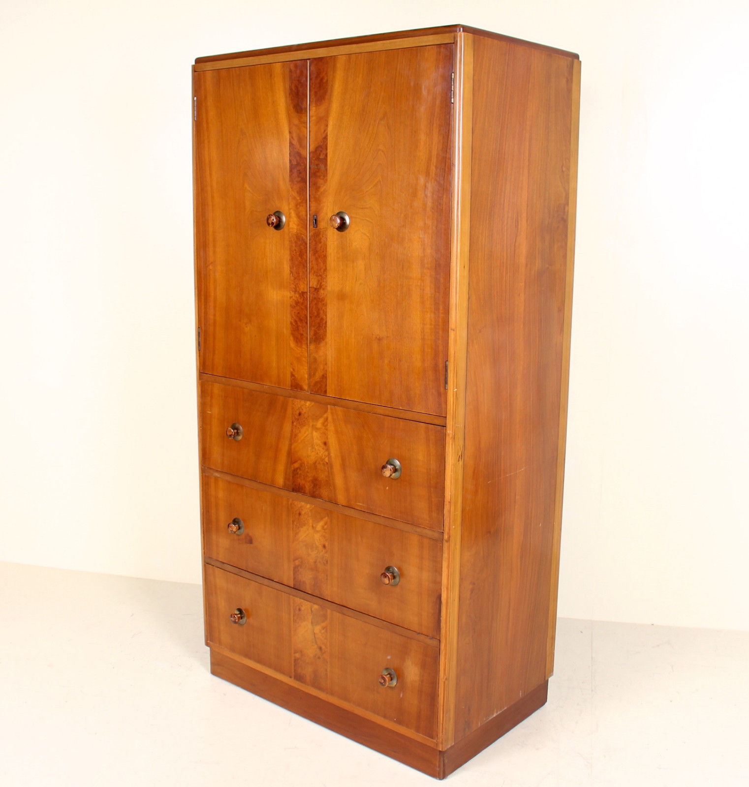 Vintage Gents art deco Walnut Compactum wardrobe