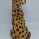 Polychrome terracotta jaguar Vintage 1970s.