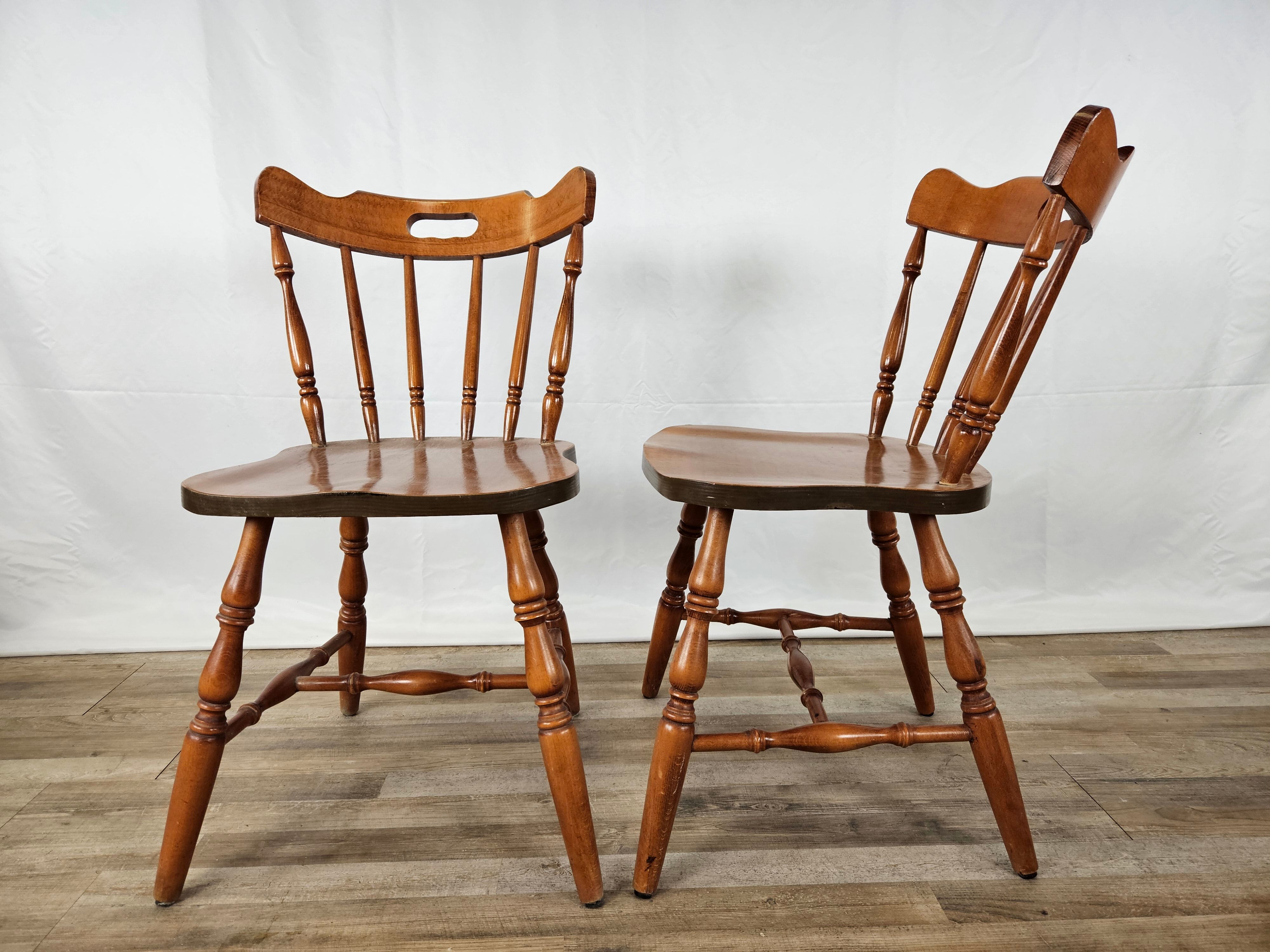 Set of 4 country style chairs, 80s