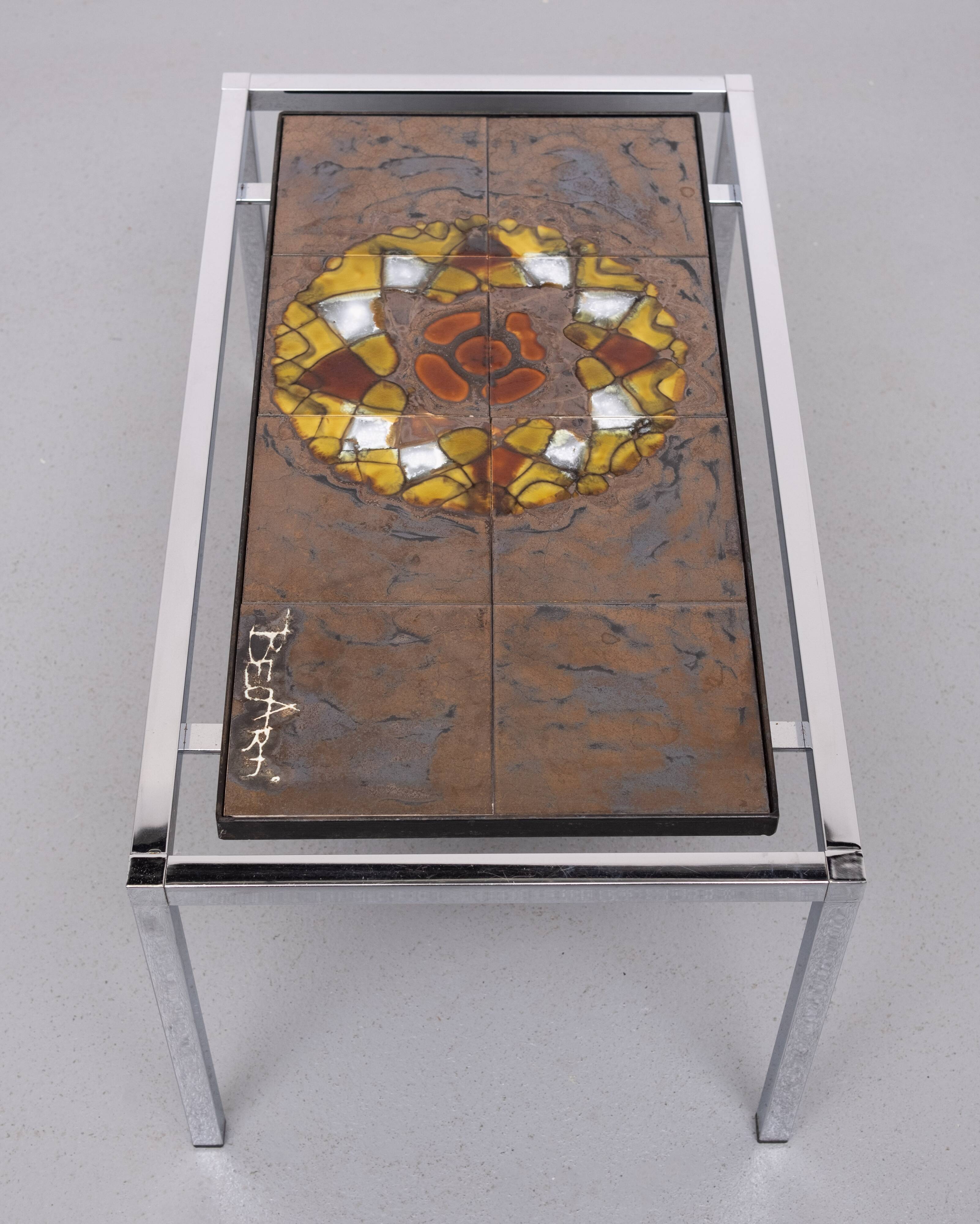 Belarti Ceramic tile Table set of 3 Belgian 1970s