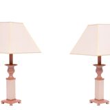 small Classic Greek Pink Marble table lamps 1980s Italy