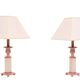 small Classic Greek Pink Marble table lamps 1980s Italy