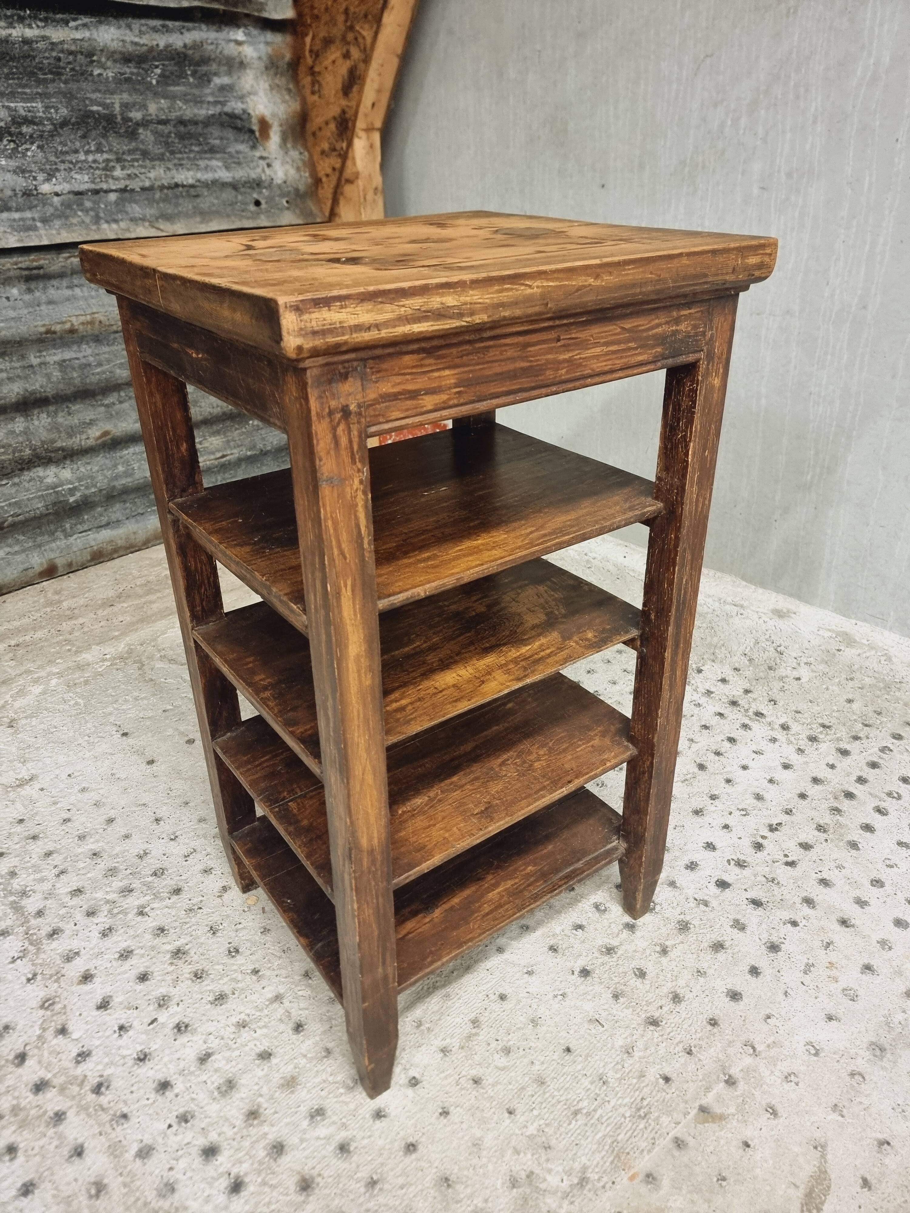 Antique side table shelving unit etagere wood