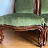 Paires de fauteuils en velours vert