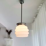 Art Deco white opal glass hanging lamp