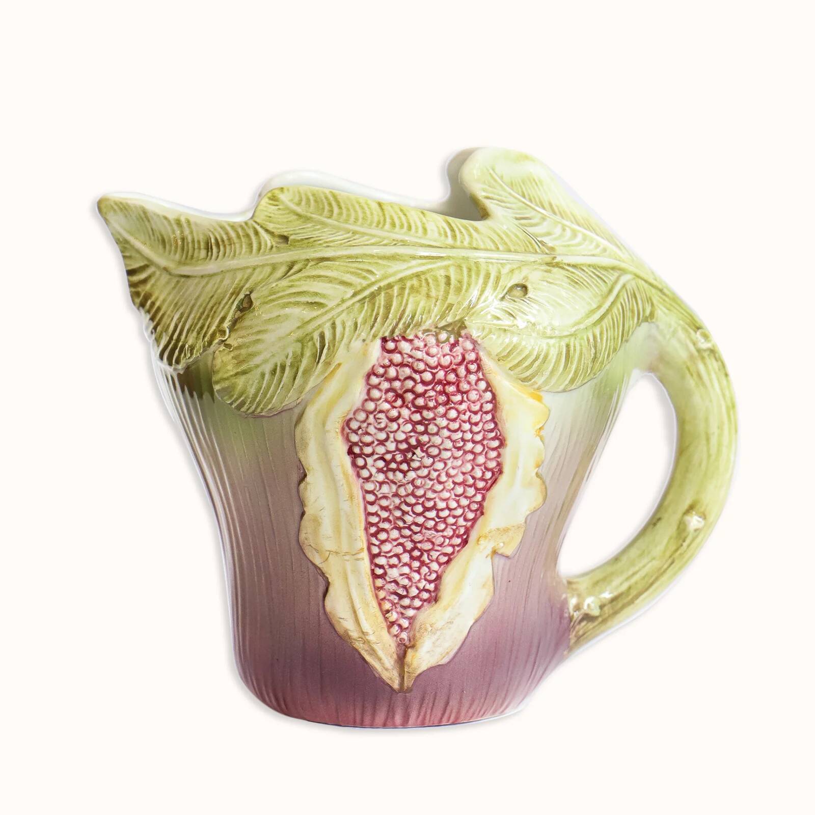 Rare vintage Italian majolica pitcher or jug in the shape of a fig.