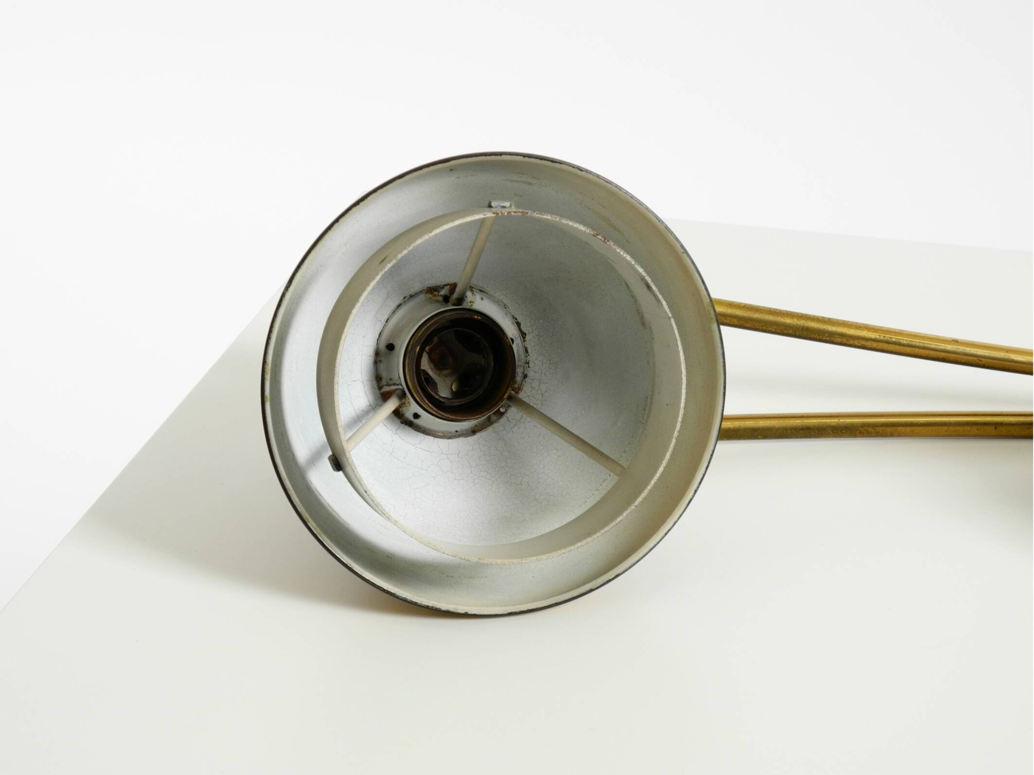 Rare large Mid Century Modern brass table lamp with beautiful patina
