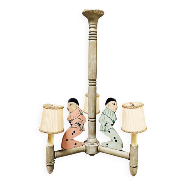 Lustre en bois Pierrot 1900