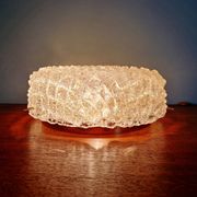 Large brass and frosted glass ceiling light, Hillebrand Lighting, 1970.