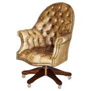 Chesterfield executive armchair in aniline leather
