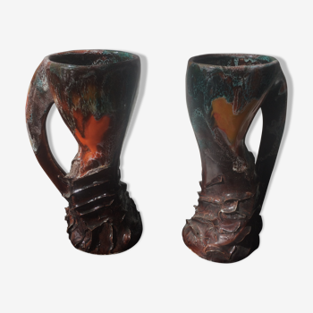 Ensemble de 2 vases en céramiques Vallauris