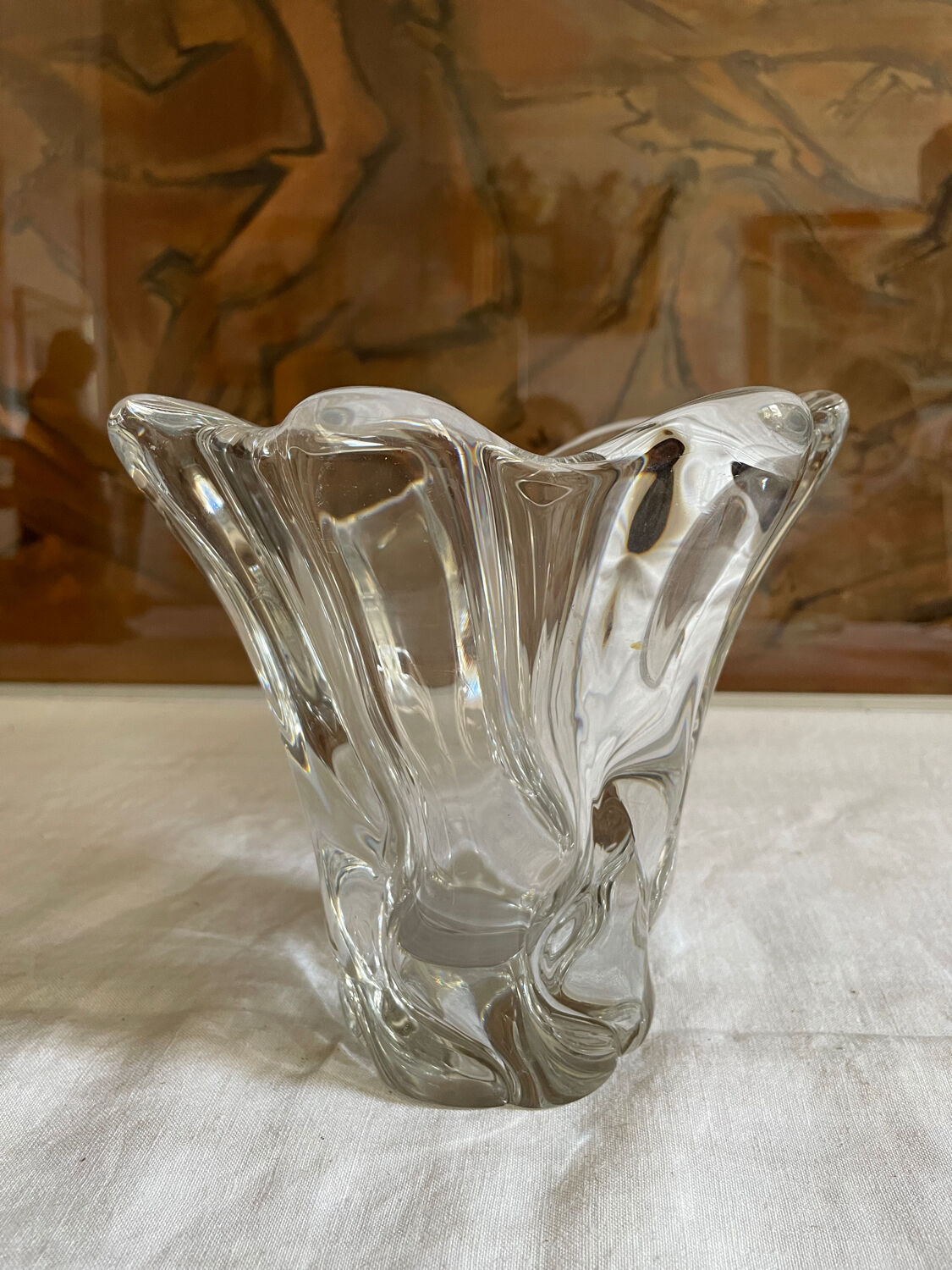 Crystal tulip vase sign Daume France