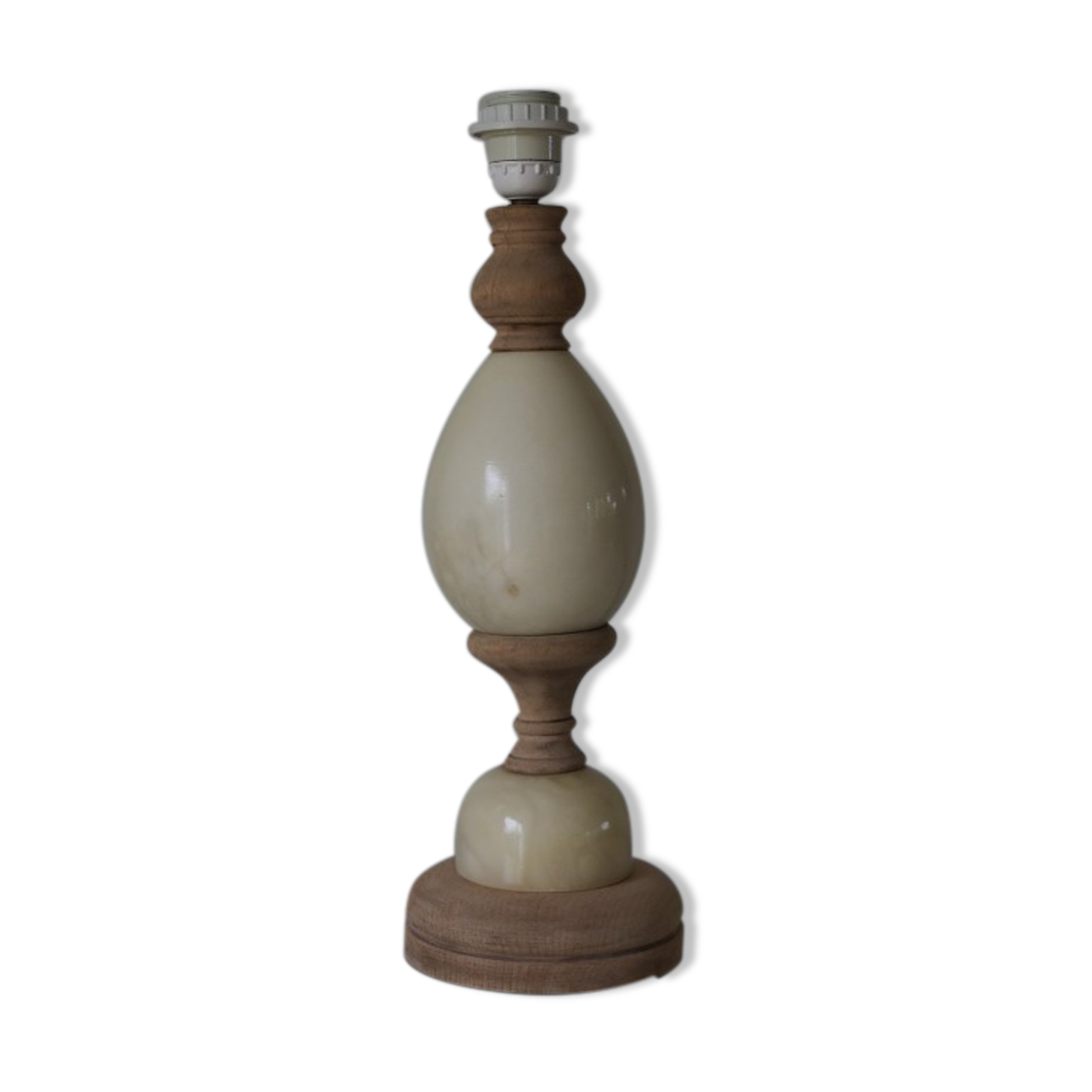 Marble and wood lamp base 400mm (without shade)