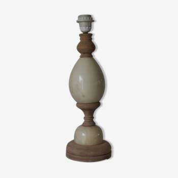 Pied de lampe marbre et bois 400mm (sans abat-jour)