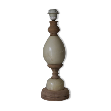 Marble and wood lamp base 400mm (without shade)