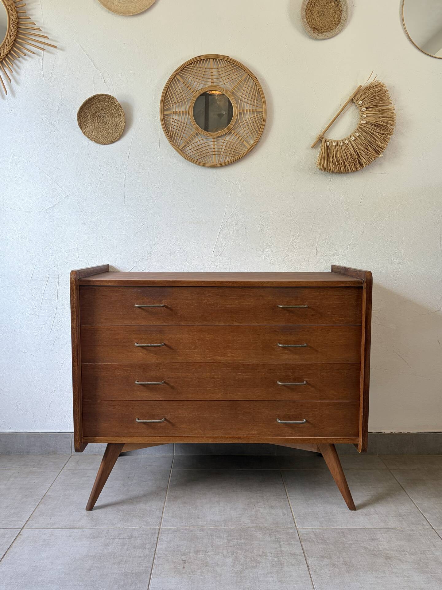 Vintage oak commode from the 1960s.