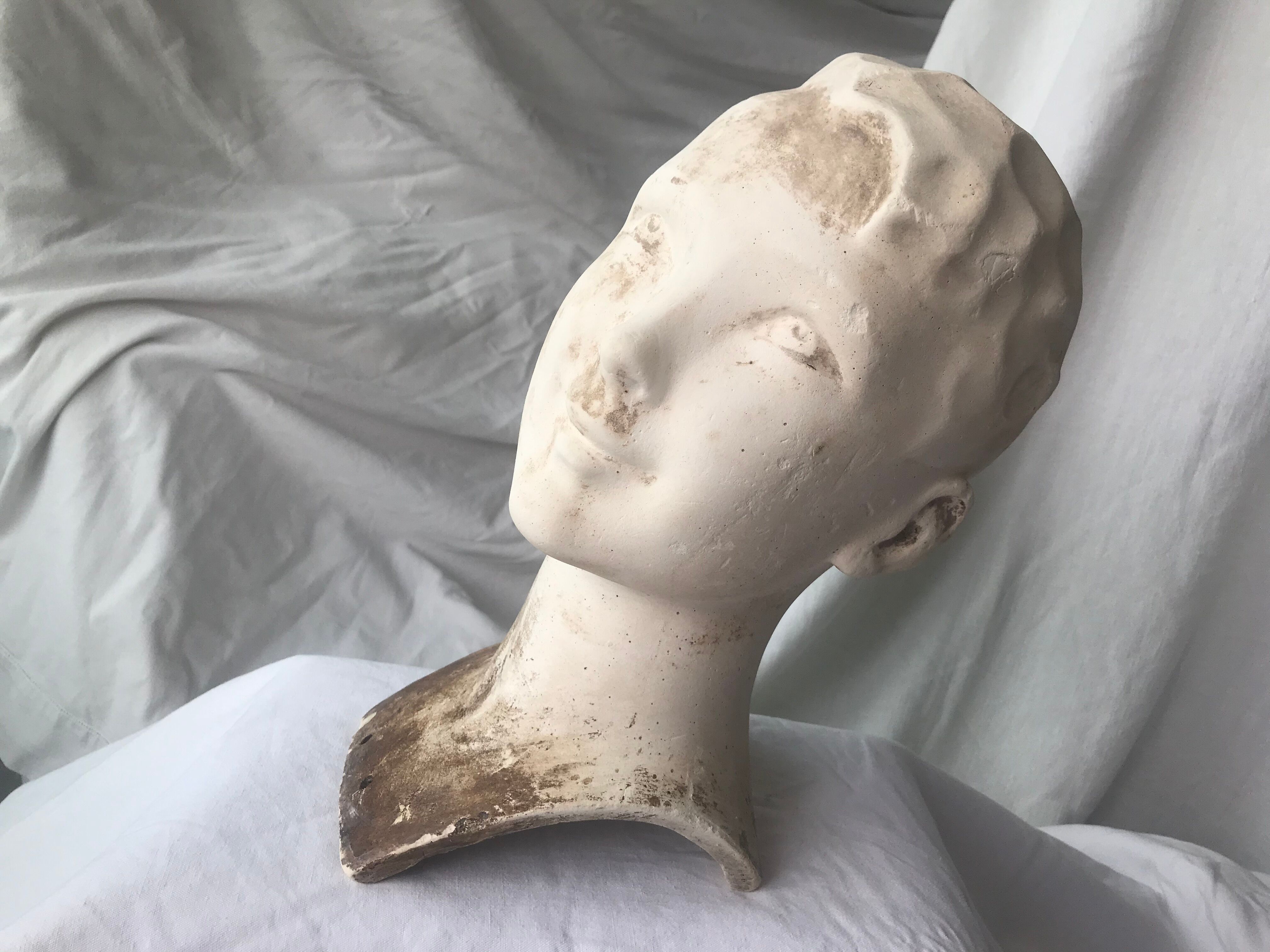 Old plaster head bust of mannequin 1930