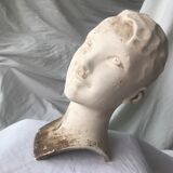 Buste tête en plâtre ancien de mannequin 1930