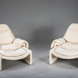 P60 chairs and ottomans by Vittorio Introini for Saporiti, 1960s, set of 4