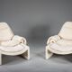 P60 chairs and ottomans by Vittorio Introini for Saporiti, 1960s, set of 4