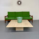 Vintage 3-seater canapé in solid oak with boucle fabric, Scandinavian design from the 70s.