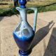 Vintage cobalt blue glazed ceramic carafe / jug – lid