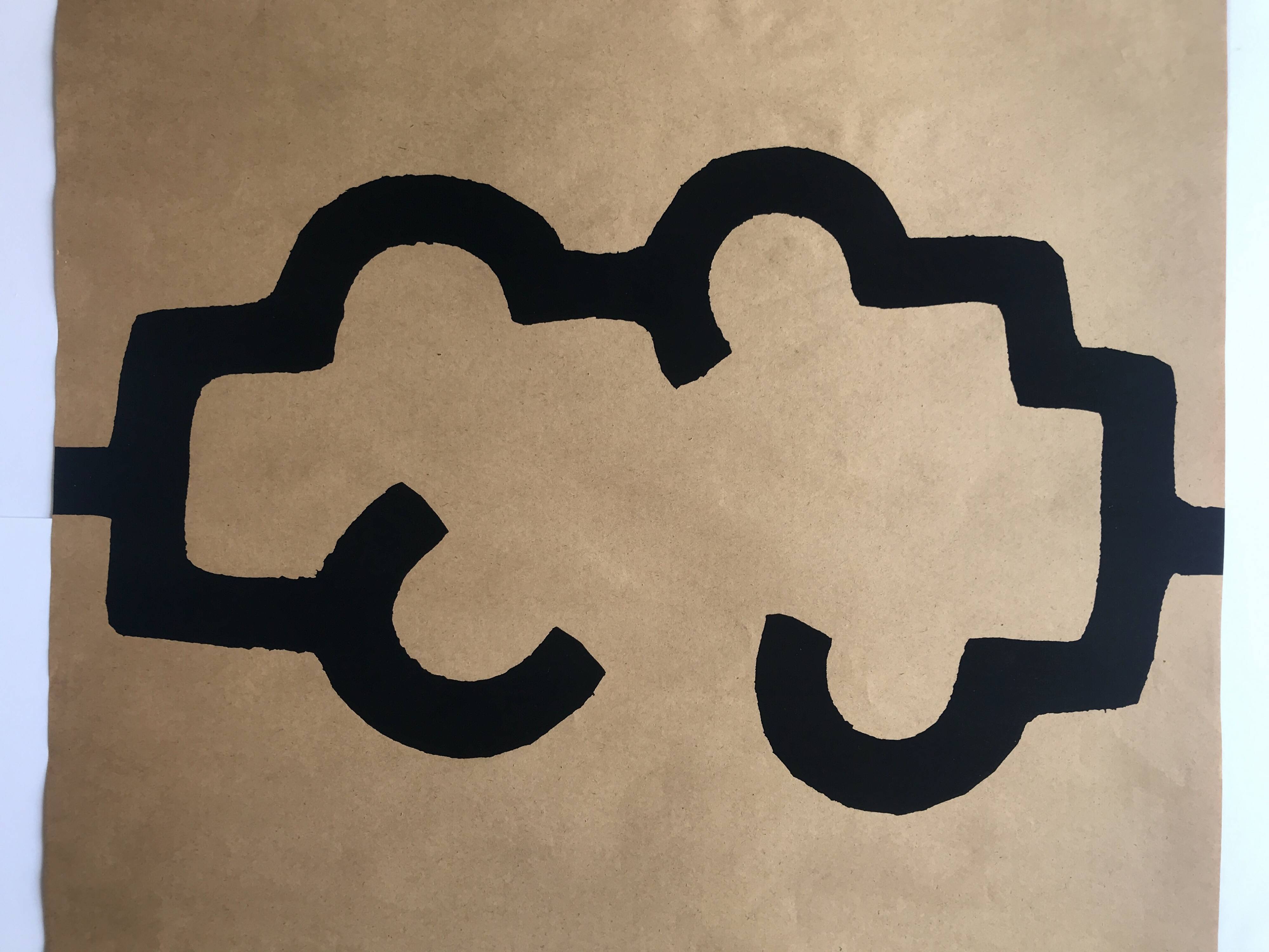 Eduardo chillida, galerie maeght, 1980. affiche originale en sérigraphie sur kraft lurrak céramique