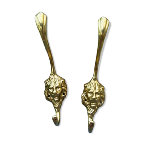 2 patères lion en laiton