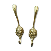 2 patères lion en laiton massif Art Nouveau