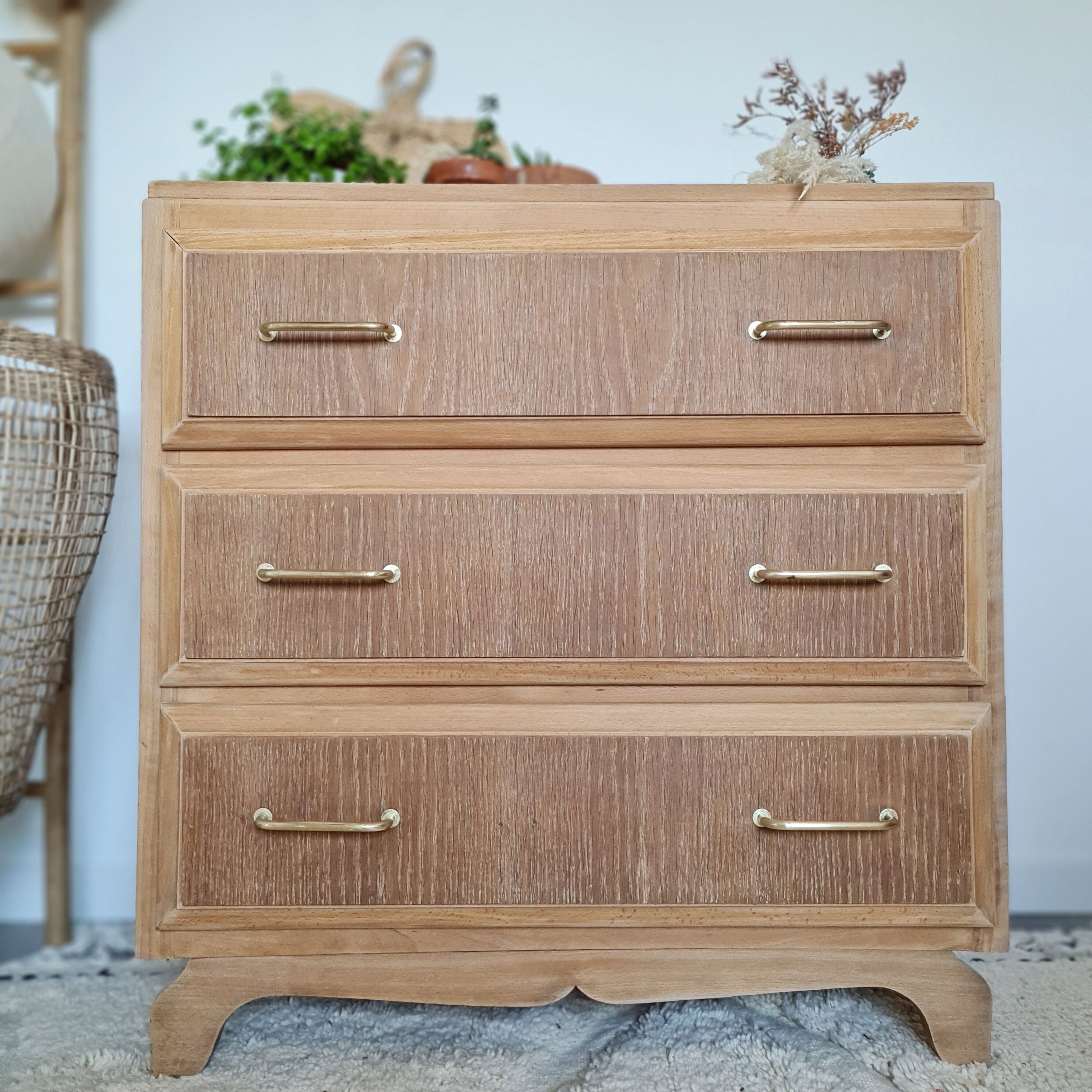 Commode scandinave bois brut années 50