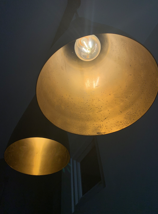 Hanging 3 lamps Bauhaus metal