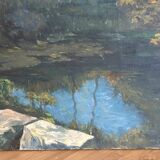 19th century realistic school - HST - Eugène Emile Fauconnier - Landscape with a river