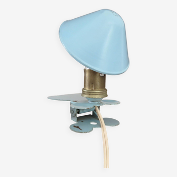 Blue aluminum mushroom clip lamp from the 50s and 60s