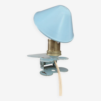 Lampe à pince champignon en aluminium bleu années 50 60