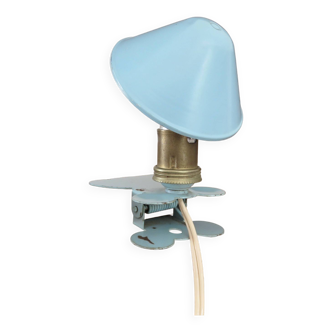 Blue aluminum mushroom clip lamp from the 50s and 60s