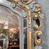 Mirror Louis XV / Regency in gilded and lacquered wood around 1850