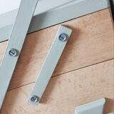 Travailleuse en bois relookée boite à couture porte-plantes , vintage , années 50, pieds compas